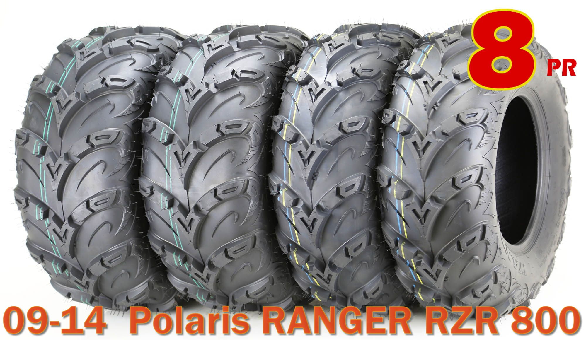 Full Set 0914 Polaris RANGER RZR 800 Tires 25X8X12 25X10X12 8PR Mud
