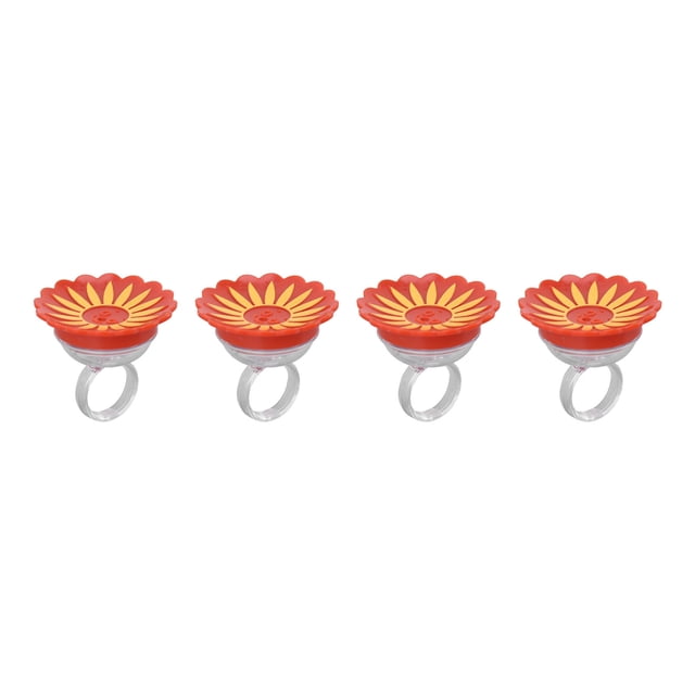 Alimentador de colibríes de flores, alimentador de anillo de colibrí de 4 piezas, alimentador manual de colibrí, mini alimentador de colibrí, rendimiento probado