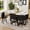 Black / Marble-Wood, variant on UZUGUL 7-Piece Oval Dining Table Set with 6 White Chairs Faux Marble Sides & Horizontal Wood Grain Center, Space-Saving Design, 3-Box Delivery