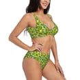 thumbnail image 2 of Wukai Kiwi Fruits Summer Women's Bikini Set Two Piece,wimsuit High Waisted V Neck Twist Front Adjustable Spaghetti Straps Bathing Suit-XX-Large, 2 of 7
