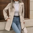 thumbnail image 5 of FRSASU Women Winter Long Sleeve Jacket Fashion Hoodless Solid Slim Thickening Warm Coats Beige XL(XL), 5 of 9