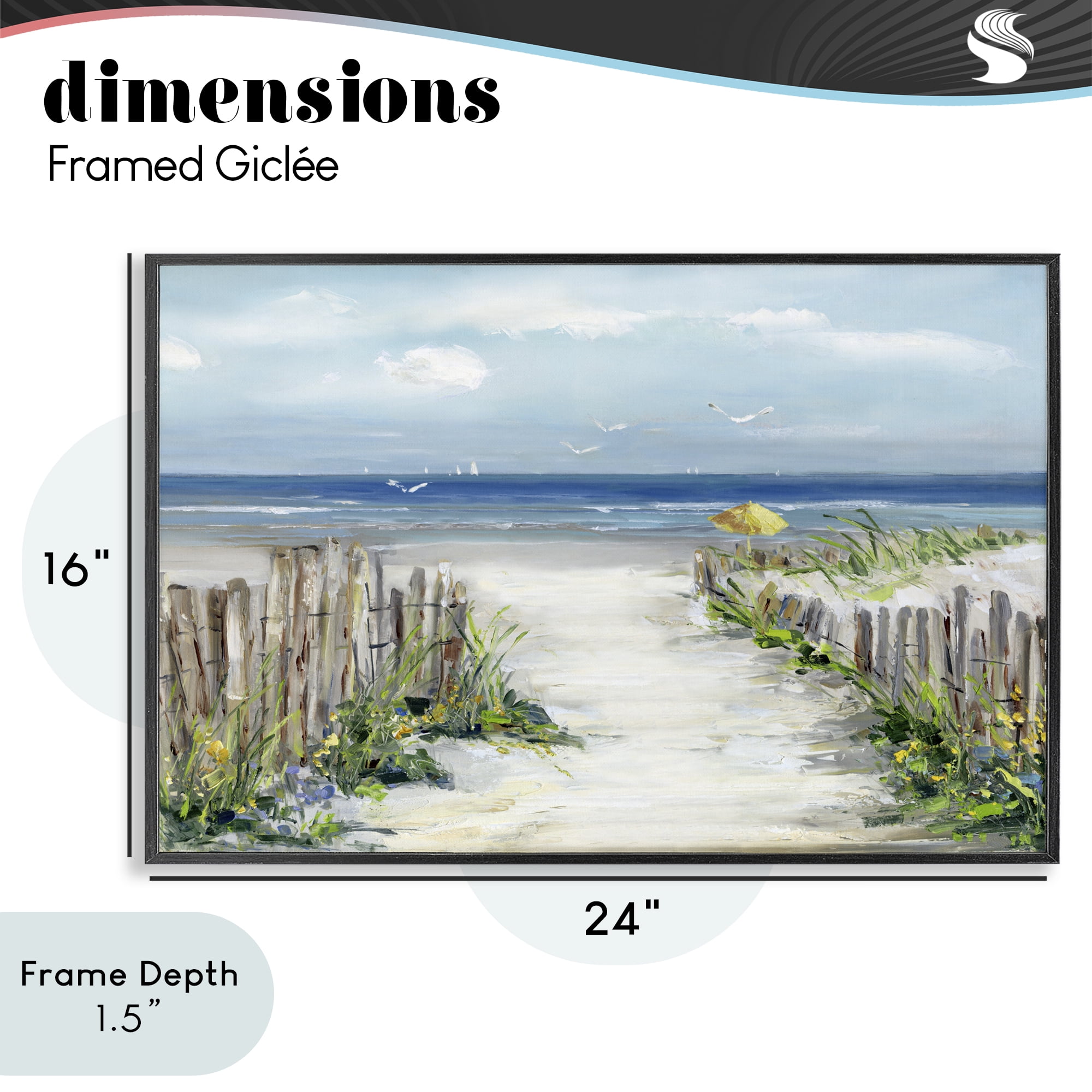 Stupell Industries Sunlit Dune Path To Ocean Black Framed Giclee Art, design by Sally Swatland