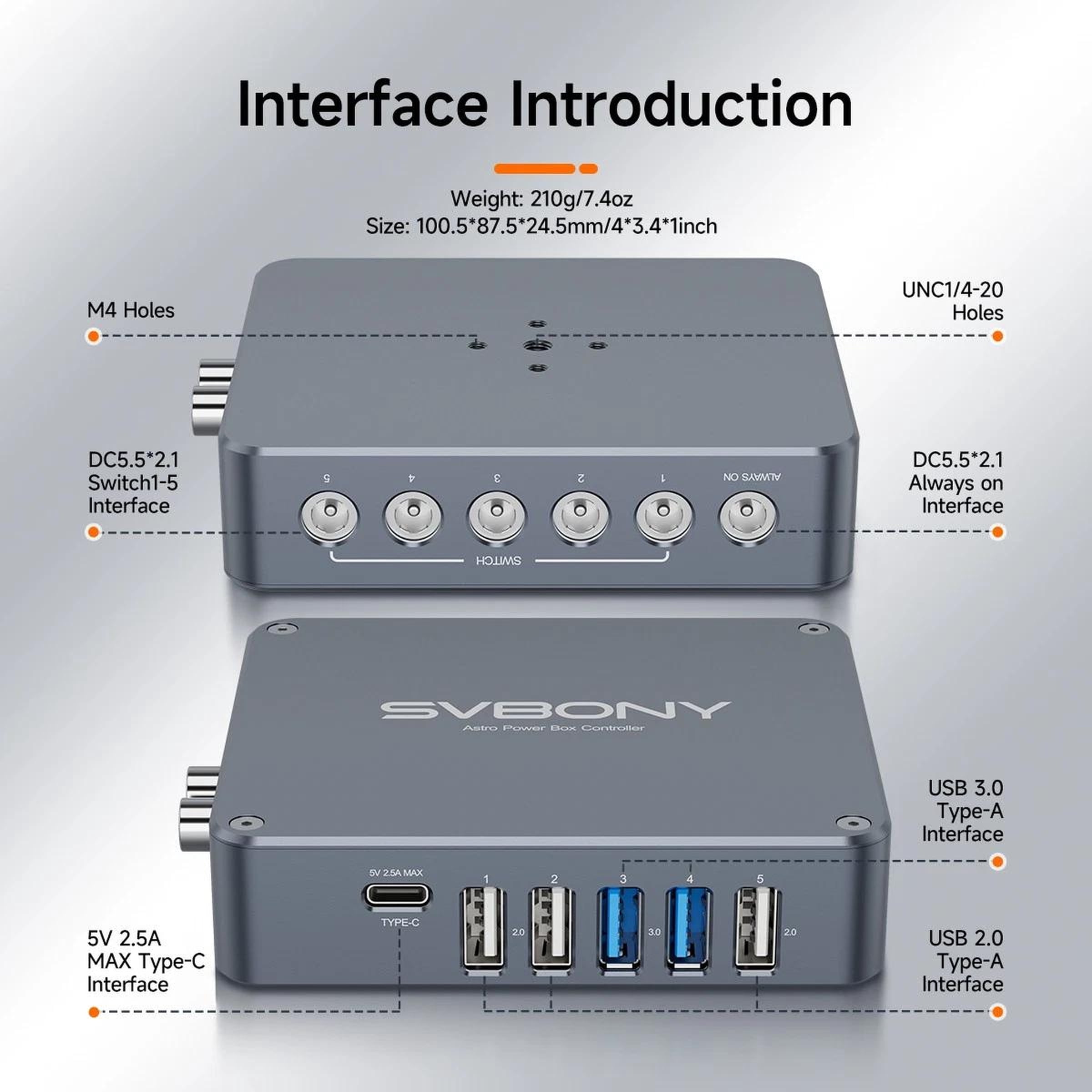 SVBONY SV241 Pro Smart Power Hub USB Control, Auto Dew for Astrophotography