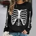 thumbnail image 7 of VKOYWKM Women Halloween Sweatshirts Crewneck Sweatshirts Skeleton Graphic Pullover Vintage Spooky Print Long Sleeve Fall Oversized Sweatshirt, 7 of 7
