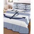thumbnail image 3 of Quilts Full Size, Blue White Striped Soft Comforter Bedding Set for Bed, Navy Blue Beach Nautical Anchor Ocean Coastal Lightweight Quilted Bedspread with Pillow Cover(2 Pieces), 78x90 Inch, 3 of 6