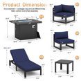 thumbnail image 4 of RADIATA 11-Piece Modern Aluminum Patio Furniture Set with High-Back Seating, Aluminum Outdoor Sectional Sofa with Chaise Lounges and Fire Pit Table, 500 lbs Weight Capacity, Navy Blue, 4 of 9