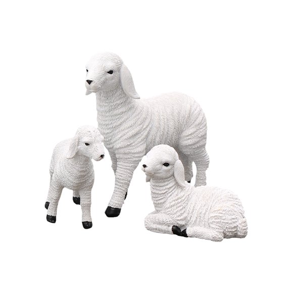 3Pc Easter Sheep Figurines Set Resin Lamb Family For Garden Courtyard Home Table Mantel Shelf Spring Decoration Ornament Festive Centerpiece Accent