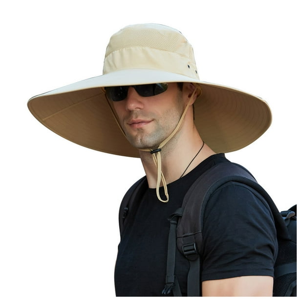 nsendm Male Hat Adult Women Fashion Visor Men Cap Faced Foldable Double Hat  Sun Fisherman Outdoor Bucket Baseball Caps Floppy Hats Men(Khaki, One Size)  