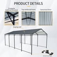 thumbnail image 4 of taoruifang 12x21 FT Heavy Duty Metal Carport, Galvanized Steel Roof & Frame Portable Garage for Car Truck Boat Tractor, Charcoal, 4 of 8