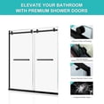 thumbnail image 4 of 60'' W x 74'' H Framed Shower Door with Bypass and Single Sliding Options, 5/16" (8mm) Clear Tempered Glass, hardware in Black, 4 of 6