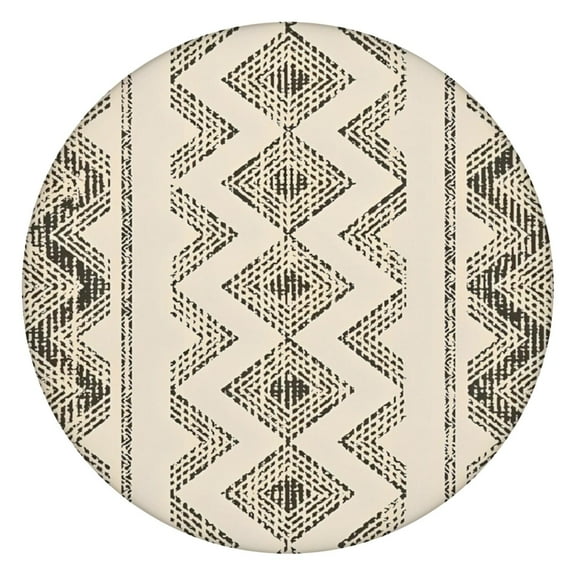 Tablecloth Round Vintage Floral Earthy Pattern, Fitted Waterproof Vinyl, Backed, Easy to Clean for Family Outdoor Use
