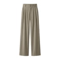 thumbnail image 6 of Oiangi Plus Size Dress Pants for Women Button Zipper Waistband Pleated Pants Casual Lightweight Business Work Pant Coffee 4XL, 6 of 6