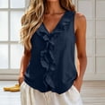 thumbnail image 6 of DailyTrove Women V Neck Ruffle Front Soft Sleeveless Tank Top Daily Casual Camisole, 6 of 6