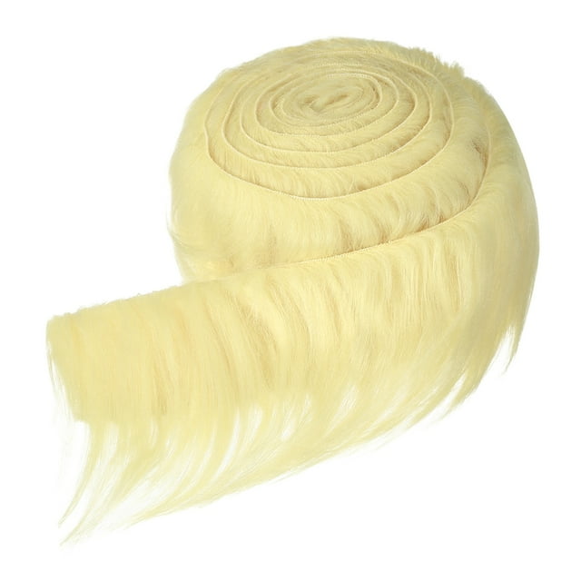 Tejido de Piel Sintética Uxcell, 60 x 2 Pulgadas de Piel Sintética Esponjosa, Tiras Pre-cortadas para Manualidades de Barba, Amarillo Crema
