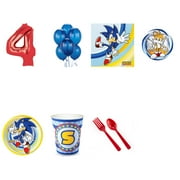 Angle View: Sonic The Hedgehog Party Supplies Party Pack For 32 With Red #4 Balloon