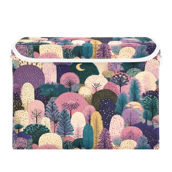 Storage Box With Lid 16.5x12.6x11.8In Foldable Stacked Household Storage Box Colorful Little Tree
