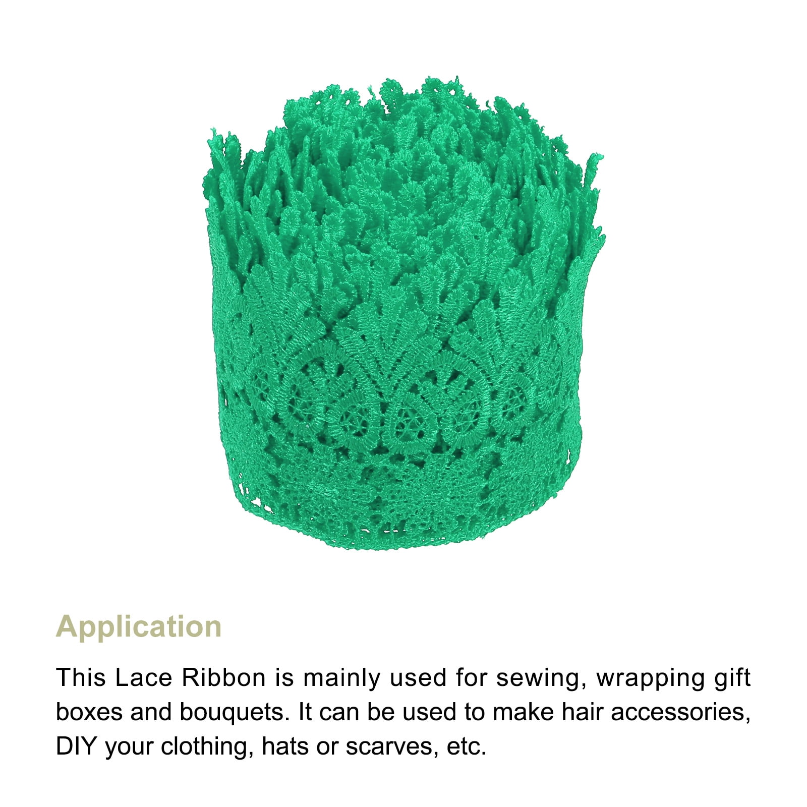 Uxcell 3.14 inch Wide 10 Yard Lace Ribbon Floral Pattern Green Embroidered Lace Trim for Sewing Making, Gift Wrapping