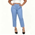 thumbnail image 6 of Costeam Womens High Waisted Straight Leg Ankle Pants with Side Slant Pockets Button Zip Belt Loops Stretch Wrinkle Resistant Tailored Smooth Drape Cropped Dress Trousers, 6 of 8