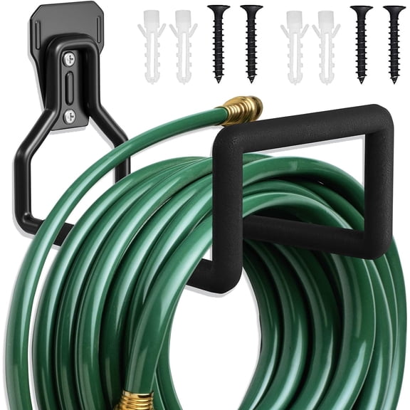 Metal Garden Hose Reel - Heavy Duty Water Hose Holder - Holds Up to 150Ft - Durable Hooks for Garage Outside
