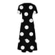 thumbnail image 4 of Puntoco Vestido De Mujer Con Cuello Redondo Y Manga Corta A Media Pantorrilla Con Dos Bolsillos Y Estampado De Lunares Negro L,Regalos Para Mujer Joven, 4 of 4
