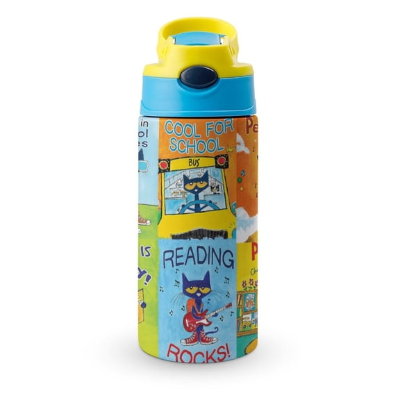 Pete The Cat Insulated Stainless Steel Water Bottle with Straw Vacuum Reusable Leak Proof Water Cup