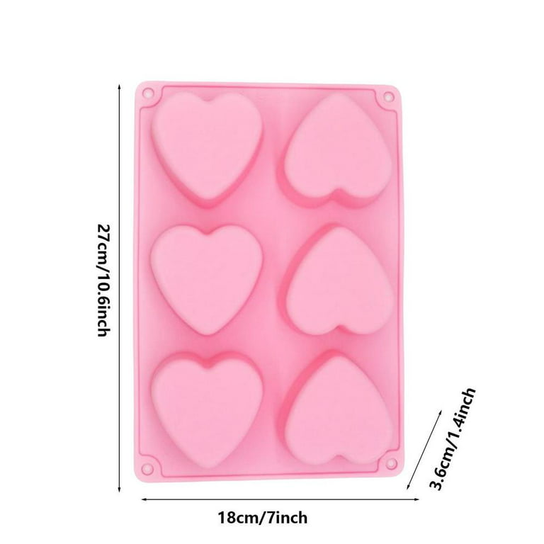 Tohuu Silicone Heart Molds 6-Cavity Large Cake Mould Silicone
