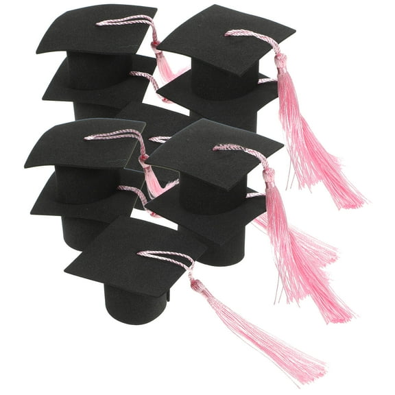 NIYANGLE Cupcake Ornament Black Polyester 10pcs Graduation Theme