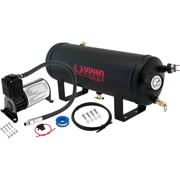 Vixen Horns 1.5 Gallon (6 Liter) Train/Air Horn Tank with 150 PSI Compressor Onboard System/Kit 12V VXO8715B