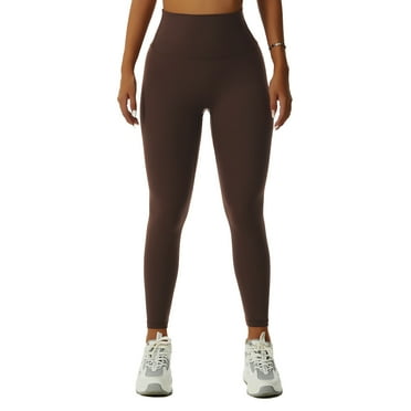 Slimming Yoga Pants Quick Drying High Waisted Tummy Control Breathable Women's Leggings for Gym Brown 8/S