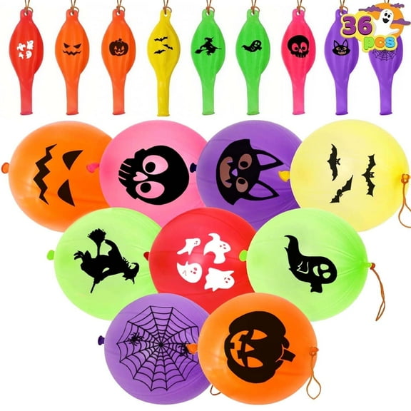 Ayieyill 36pcs Halloween Party Favors Punch Balloons, Halloween Games for Kids, Halloween Toys for Prizes Gift Trick or Treat