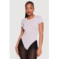 thumbnail image 2 of Women's Striped Short Sleeve Crew Neck Bodysuit, 2 of 4
