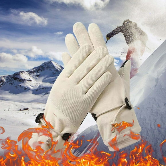 Guantes de invierno cálidos para hombre y mujer | Guantes resistentes al viento para pantallas táctiles con forro polar | Palma de cuero antideslizante para ciclismo, correr y esquiar