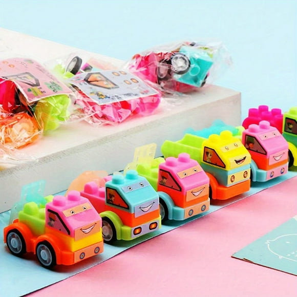 24-Pack Assorted Construction Vehicle Building Block Cars, DIY Puzzle Toy Set for Kids, Birthday Party Favors & Gifts, Pinata Fillers - Ideal for Ages 6-8