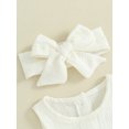 thumbnail image 6 of Bslissey Baby Girls Sleeveless Romper Solid Color Crew Neck Ruffles Bodysuit with Bow Headband 3M 6M 12M 18M Newborn Infant Casual Summer Outfits, 6 of 9