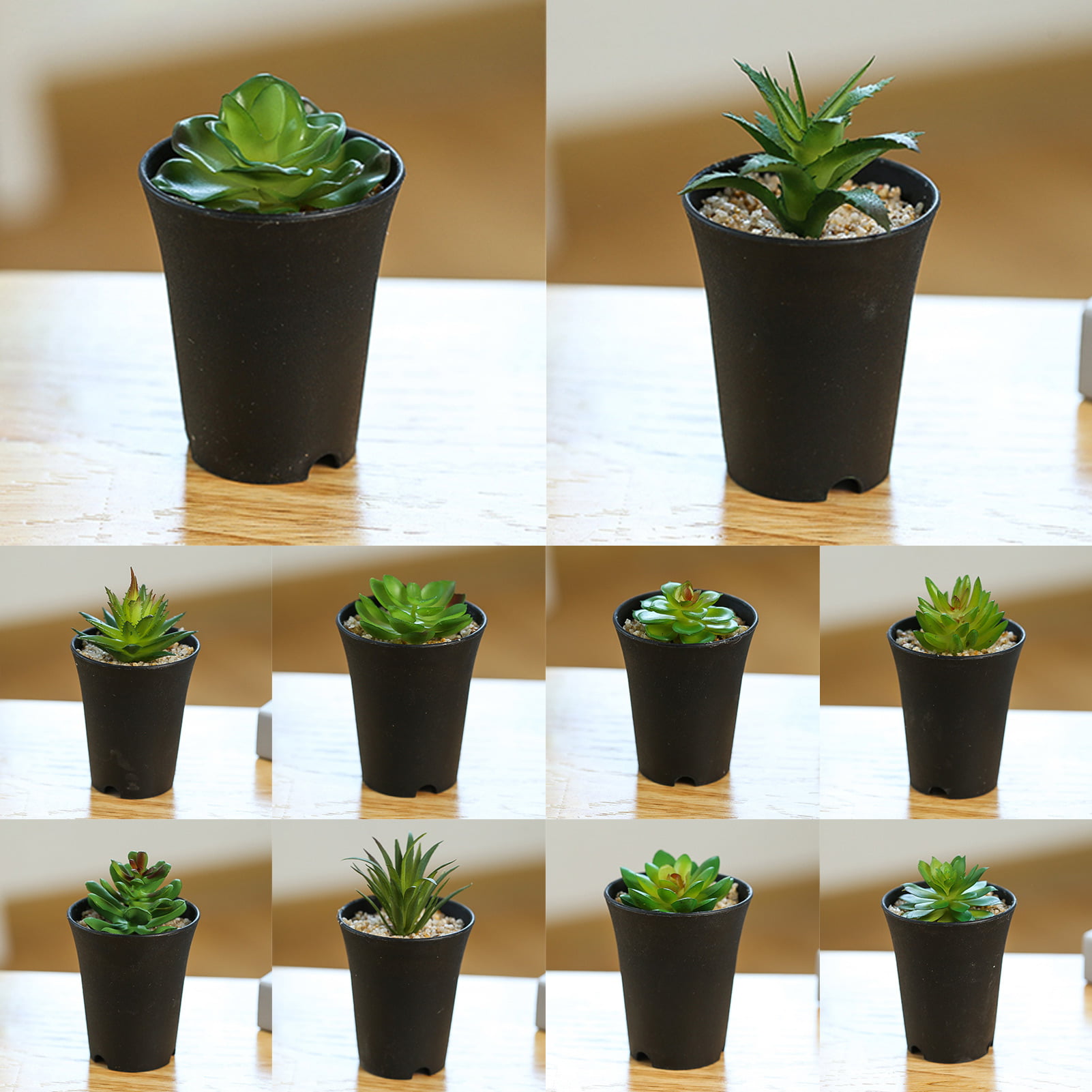 4Pieces Mini Cactus Plants Faux Succulents Bonsai Desktop Decoration Toy 