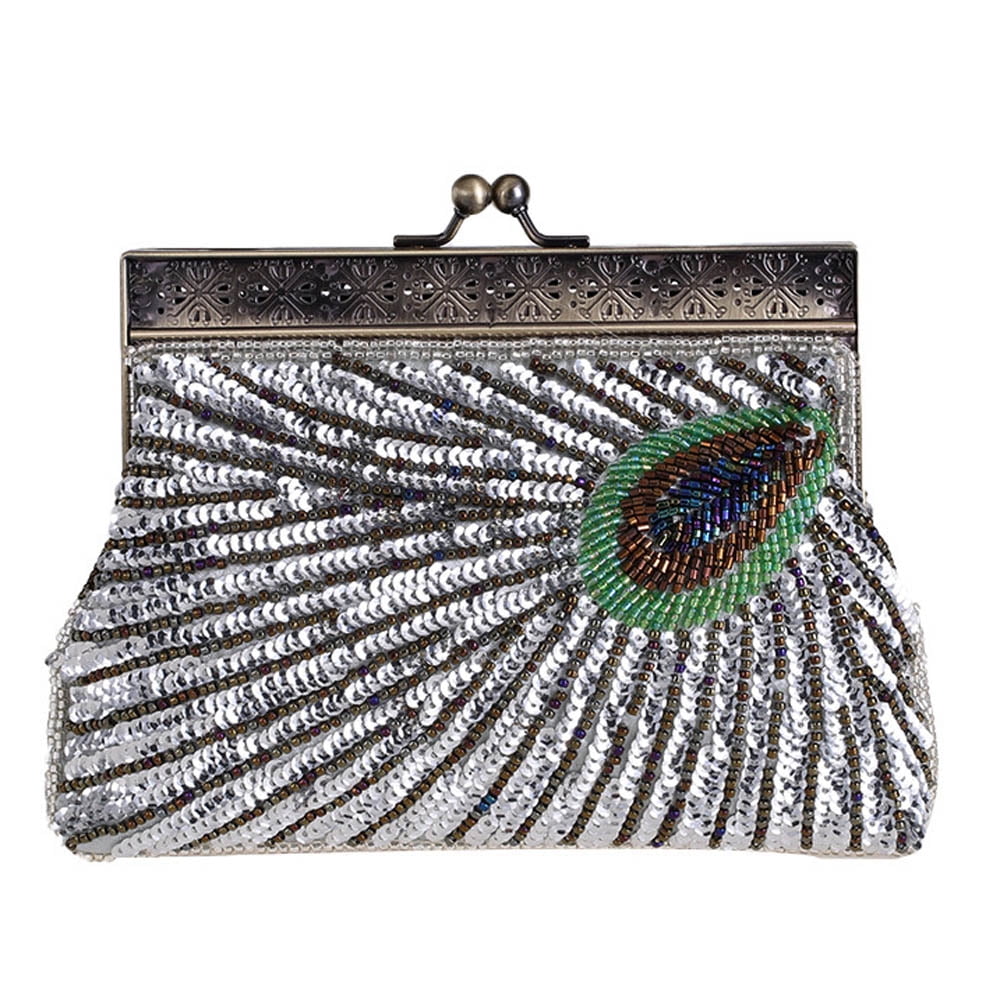 Women's Clutch Evening Party Prom Wedding Sequins Beaded Purse USA Stock "New" 