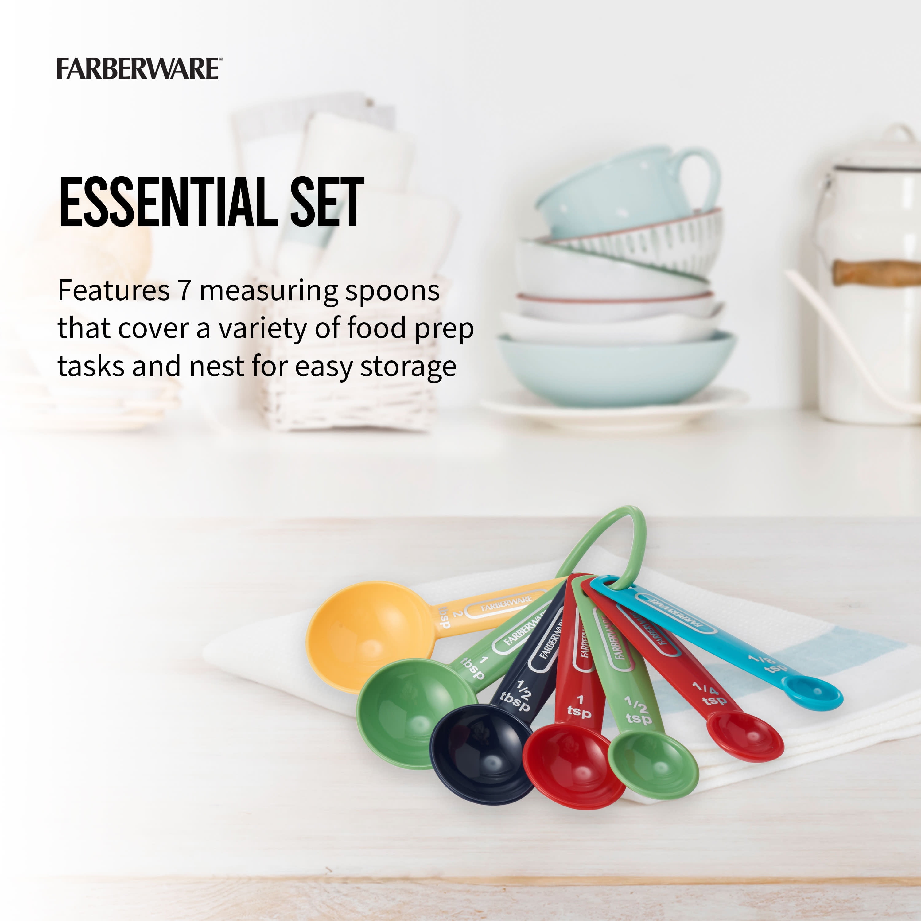 Farberware Plastic Professional 7 Piece Multi-Colored Measuring Spoon Set
