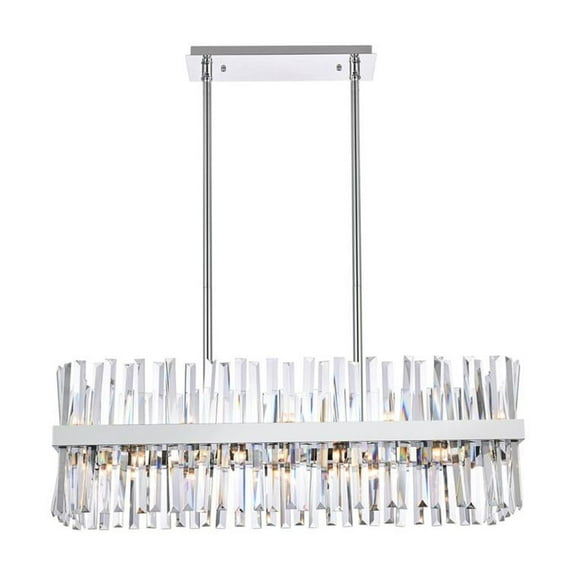 Serephina 36 inch crystal rectangle chandelier light in chrome