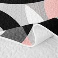 thumbnail image 5 of Castle Fairy Minimalist Circle Twin Quilt Set 2 Pieces,Mid Century Ring Shape Twin Coverlet Set,Pink Gray Black White,1 Bedspread and 1 Pillowcase, 5 of 7