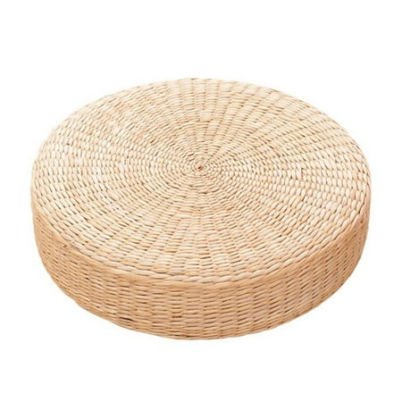 

GadgetVLot Handmade Straw Grass Cushion Bay Window Cushion Round Japanese Style Solid Color Bay Window Cushion