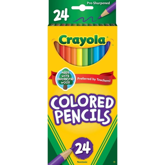 ( 2 Pack) Crayola Colored Pencils, Assorted Colors, Pre-Sharpened, Adult Coloring, 24 Count