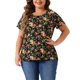 thumbnail image 1 of Agnes Orinda Tallas Grandes Blusas para Mujeres con Estampado Floral de Manga Corta Cuello Redondo Suelto Casual Camiseta Básica 2X Negra, 1 of 6