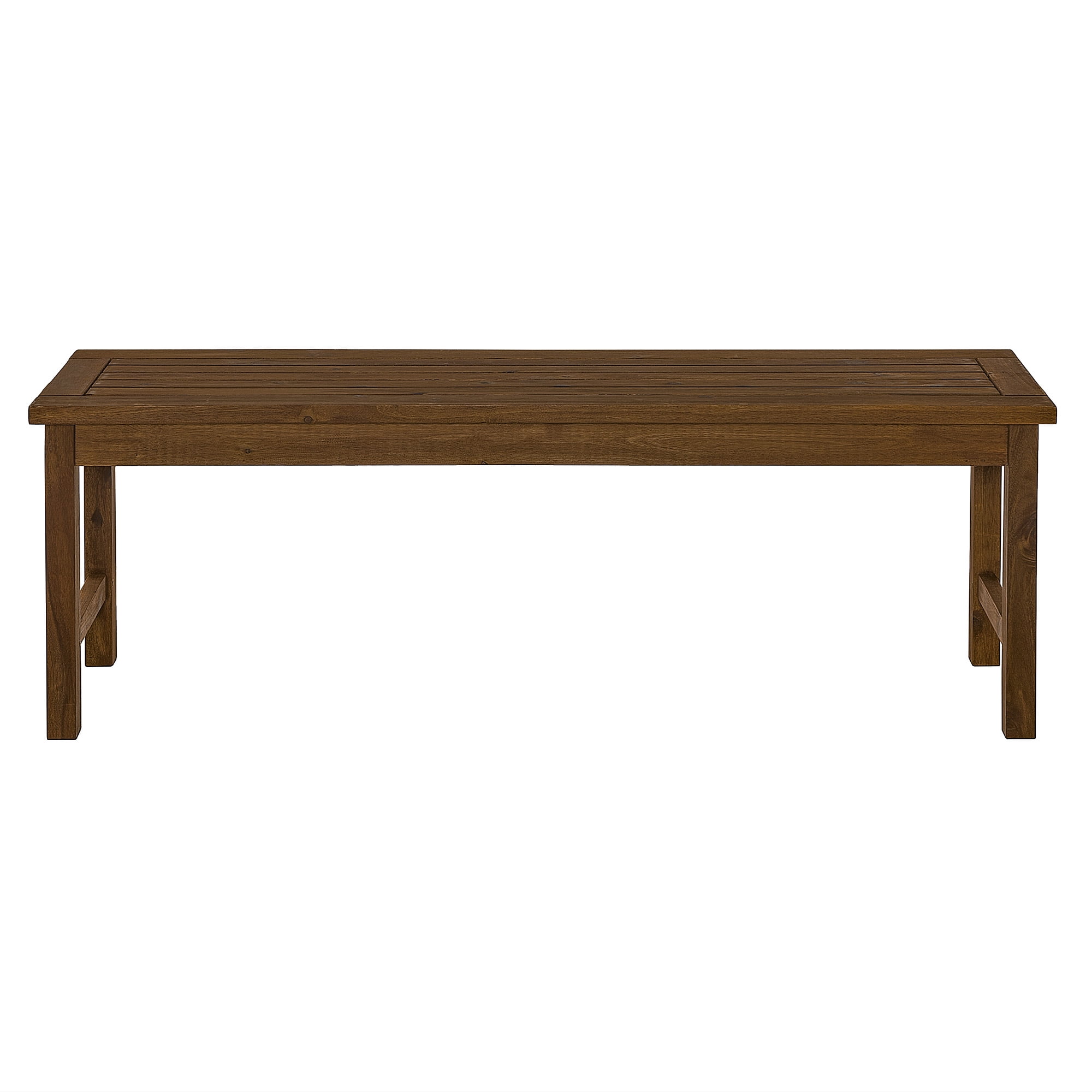 Walker Edison 53" Outdoor Raised Acacia Solid Wood Patio Bench - Dark Brown