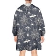 thumbnail image 2 of Wearable Oversized Blanket,Spider Web Bats Halloween Pattern Wearable Blanket Hoodie for Adults,Cozy Hooded Blankets with Super Pockets,Super Warm Fuzzy Pullover for Women & Men, 2 of 6