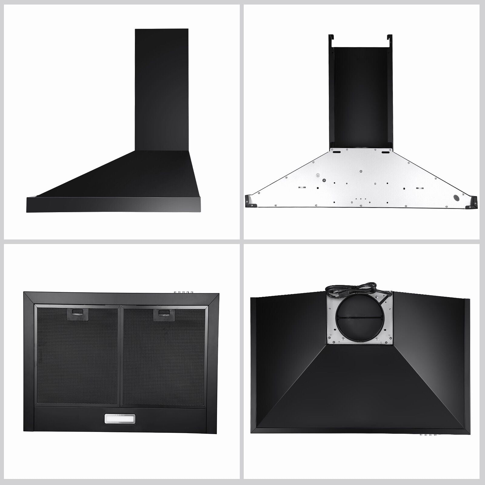 24 inch Wall Mounted Range Hood Kitchen Stove Vent Hood 450 CFM 3-Speed Fan