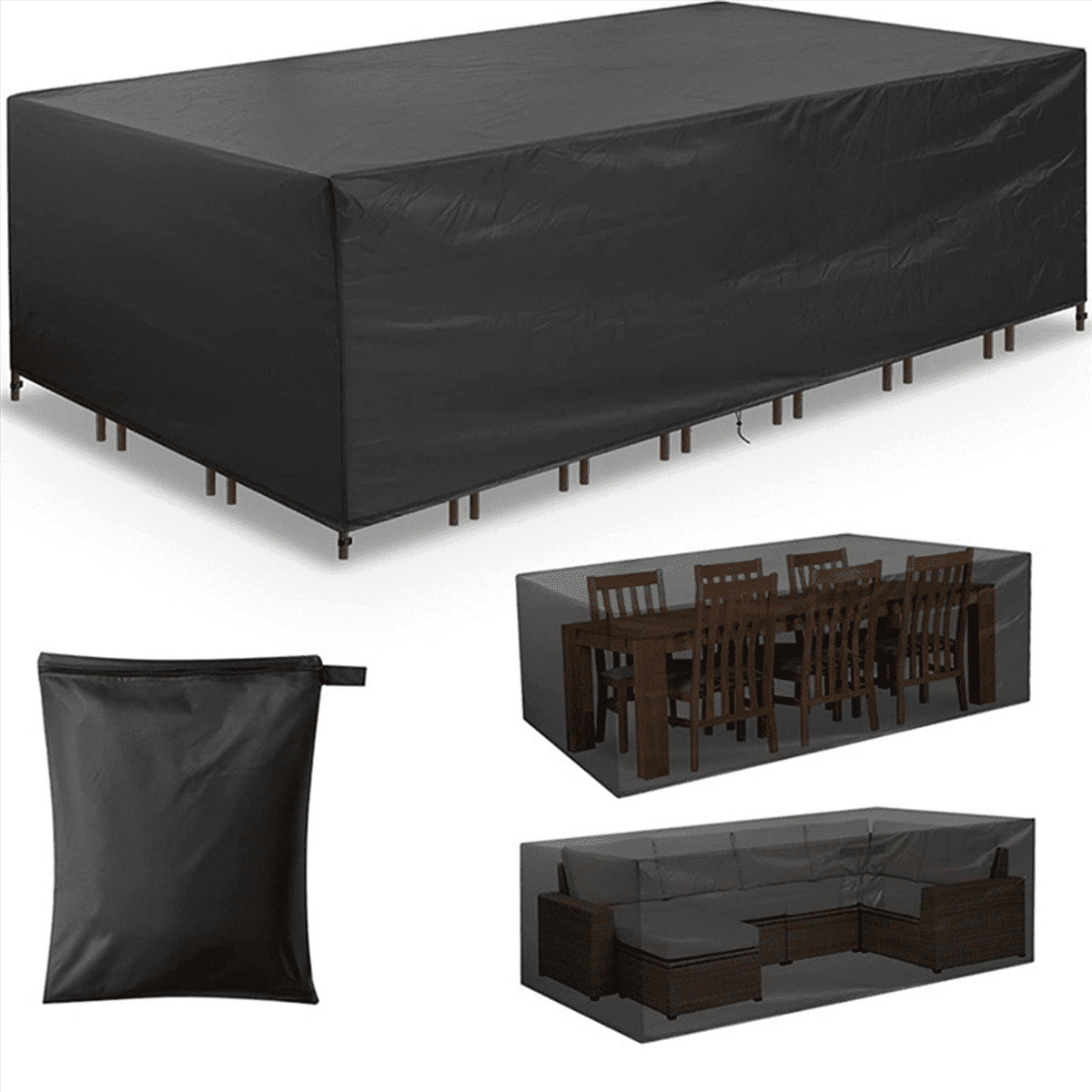 2X Patio Furniture Set Cover Waterproof,Heavy Duty Funiture Covers for Sectional Sofa Set Wicker Rattan Table XXL