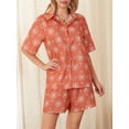 thumbnail image 2 of Biezeib Women’s Casual 2 Piece Outfits Fashion Graphic Short Sleeve Button Down Shirt + Shorts Set Loungewear, 2 of 6