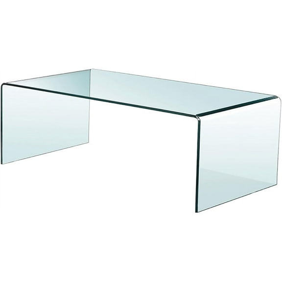 Glass Coffee Table, Small Modern Clear Coffee Tables for Living Room, Rectangle Tempered Glass Waterfall Sofa End Tables 39.4" x 19.7" x 13.78"H