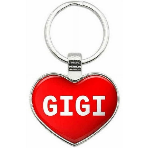 Gigi - Names Female Metal Heart Keychain Key Chain Ring, Multiple Colors Available