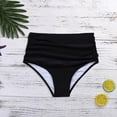 thumbnail image 1 of Pisexur Bas de Bikini Taille Haute pour Femmes Rétro Froncé Short de Bain Froncé Culotte de Tankini, 1 of 5